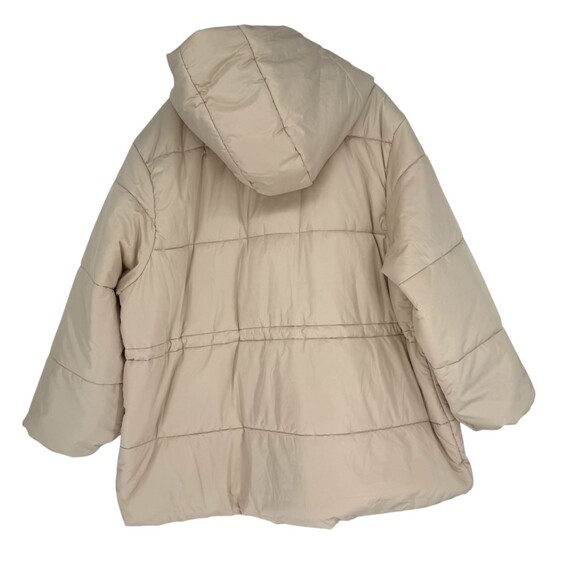 Ava & Viv Women’s 2X Puffer Jacket Taupe Hooded Mid-Length Zip Snap Winter Coat - Picture 10 of 12